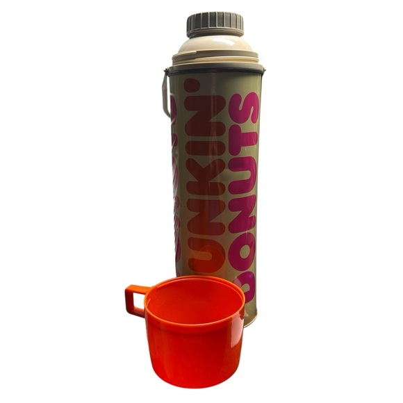 1980s Vintage Dunkin Donuts Thermos Large Coffee Made USA Metal - Picture 1 of 8